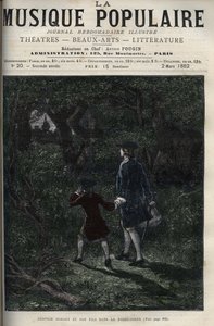 Leopold Mozart och hans son Wolfgang Amadeus i den svarta skogen - Leopold Mozart och hans son Wolfgang Amadeus i den svarta skogen i Tyskland - gravering i den berömda veckotidningen "" Popular music """ - 1882 av Unknown artist