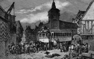 Les Omnibus de Paris på 1800-talet: bilen har 60 sittplatser - gravyr från 1892 av Unknown artist