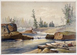 Les chutes de papineau - i "" Sketches on the nipisaguit a river of New Brunswick in America"" av William Hickman, red. Halifax av Unknown artist