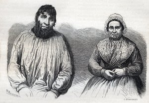 Les epoux Dumollard (Martin Dumollard (1810-1862) och hans hustru medbrottsling Marie Anne (Marie-Anne) Martinet (1814-1875) Gravyr från 1800-talet av Unknown artist