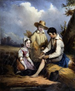 Les petits reapers (en skadad i foten), v.1840 av Unknown artist