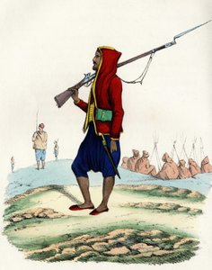 Emir Abd-el-Kaders lätta infanteri, motstånd från den franska armén i Afrika under Algerexpeditionen 1830. I”” Storia d