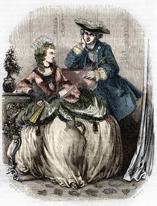 Louis XV och Madame de Pompadour, Jeanne Antoinette Poisson (1721-1764) (Marquise de Pompadour) - i Frankrikes historia av L.-P. Anquetil av Unknown artist
