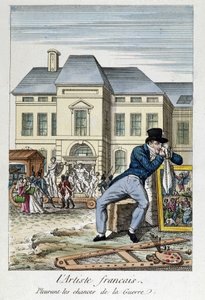 Louvren: Den franska konstnären som sörjer över chanserna till krig, gravyr från 1800-talet av Unknown artist
