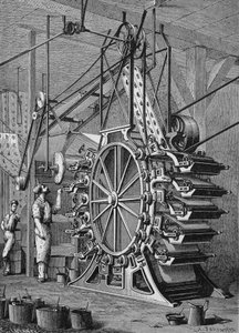 Maskin för att trycka tapeter i 10 färger, gravyr 1800-tal. av Unknown artist