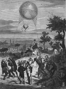 Manöver av en aerostat som används i republikens armé. I "Album de la science", Éditions Jouvet av Unknown artist