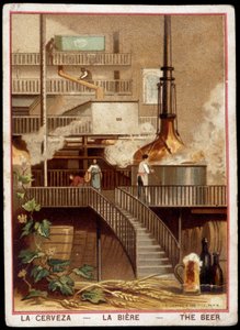 Tillverkning av ölet på 11800-talet”: Bryggeri - Chromolithography sd. 1800-talet. av Unknown artist