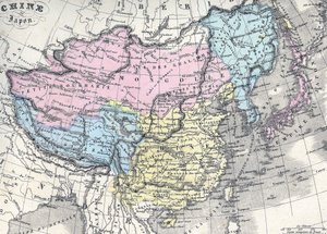 Karta över Kina och Japan. I mitten av 1800-talet. av Unknown artist