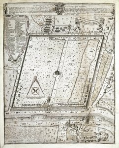 Karta över Milano lazaret under den stora pesten i Milano 1630 (ritning av Unknown artist
