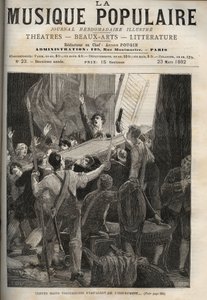 Marie-Antoinettes cembalo Histoire de 1834 “” Trettio kraftfulla händer griper instrumentet...”” under drottningens stämmarens förskräckta ögon, till höger. av Unknown artist