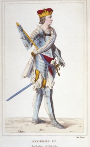 Maximilian I (av Habsburg). Ärkehertig av Österrike, kung av romarna och germansk kejsare (1459 - 1519). Gravyr från 1830 av Unknown artist