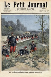 Militära cyklister vid de stora manövrarna. Gravyr i "" Le petit journal"" 1896-09-20. Selvas samling. av Unknown artist
