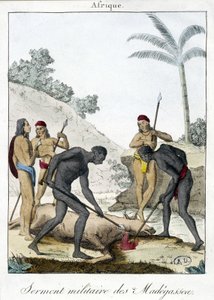 Militär ed av invånarna på Madagaskar (slaktade en oxe) - grv. 1811 av Unknown artist