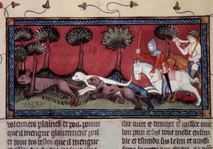 Miniatyrrävjakt från manuskript fr. 1297 "" bok av kung Modus och drottning Ratio" av Henri de Ferrieres (1300-talet) av Unknown artist