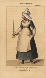 Miss Fanny Chalboz som La Bourguignonne i pjäsen Cuisinieres av Nicholas Brazier på Theatre des Varietes av Unknown artist