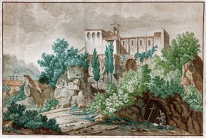 Kloster i Italien. (akvarell, cirka 1850) av Unknown artist