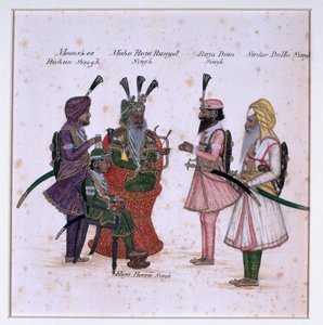 "Moonshee Bishun Singh, Maha Raja Ranjeet Singh, Raja Dian Singh, Sirdar Dulla Singh" av Unknown artist