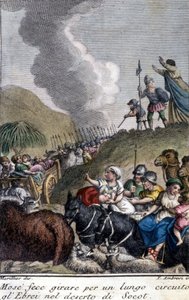 Moses vägledde det judiska folket i Socot-öknen under lång tid. av Unknown artist