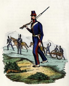 Bergartilleribataljon av den franska armén i Afrika i Algeriet 1830. I "" Storia d