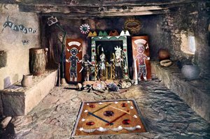 Indianskt altarrum för Powamu-sällskapet i ett Hopi-hus, Grand Canyon, Arizona av Unknown artist