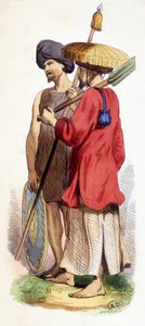 Naturlig (vietnamesisk ursprungsbefolkning) och cokinesisk soldat. Vietnam v. 1840. av Unknown artist