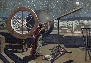Nicees hipparch. (Hipparkhos) i Alexandria Observatory Greek Astronomer (i Bythynien, 2:a århundradet f.Kr.) efter "Science and its Men" av Louis Figuier. Barcelona 1881 av Unknown artist
