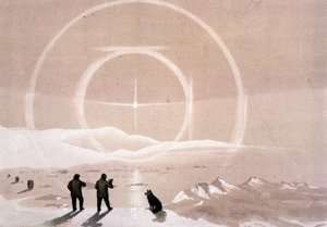 Northern Lights - i "The shores of the polar sea, an Arctic expedition narration", av Dr Edward Moos, Marcus Nard & Co, London av Unknown artist