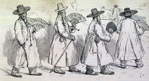 Anmärkningsvärt av byn Sbin Po (Kree) på en promenad (slutet av 1800-talet). av Unknown artist