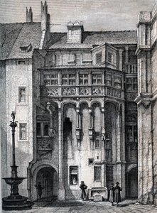 Nurnberger Rathaus - innergården till Nürnbergs rådhus - gravyr runt 1867 av Unknown artist
