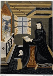 Oratorium av drottning Catherine de Medici (Caterina de Medici) (drottning i bön) - baserat på emalj från 1500-talet, Cluny Museum av Unknown artist