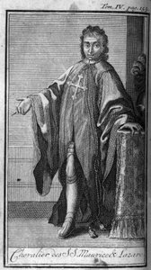 Ridderorden. Riddare av Saint Maurice och Lazarus i Savojen på 1500-talet. I "" Historia om militära ordrar eller riddare, om seculieres och stamgäster miliser av båda könen, som har etablerats hittills. Upplagan hämtad från Abbe Giustinian av Unknown artist