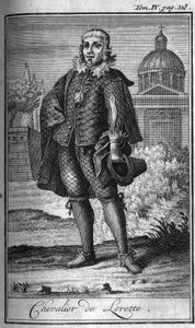 Riddarorden. Chevalier de Lorette i Frankrike på 1500-talet. I "" Historia om militära order eller riddare, om de säkra och rutinmässiga miliserna av båda könen, som har etablerats hittills. Upplagan hämtad från Abbe Giustiniani, R.P.Bonani, M. Her av Unknown artist