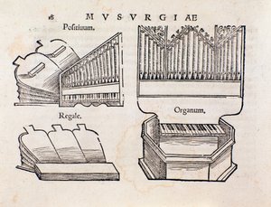 Organrepresentation. Sidan hämtad från Musurgias praktiska manual för musik av Unknown artist