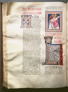 Page of an Exultet (liturgisk sång) (Ms.724/3-Carta7) Ett enluminemanuskript från 1100-talet. Rom, Biblioteca Casanatense av Unknown artist