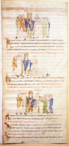 Sida av en upplyst bibel (Ms.723-Foglio 138v.) från början av 1100-talet. Dämpa. 52,8x38 cm Rom, Biblioteca Casanatense av Unknown artist