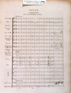 Sida med musikmusik av Moses i Egypten av Gioacchino Rossini av Unknown artist