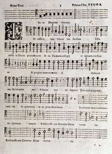 Sida med partitur av Psalmer (op 16) av Ludovico Viadana av Unknown artist