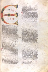 Sida med versaler "Et Factotum", 1000-talet (miniatyr, membranhandskrift) av Unknown artist
