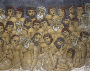 Målningar av en grupp martyrer, Avios Nikolaos Ties Steviis, Kakopetria, Cypern av Unknown artist