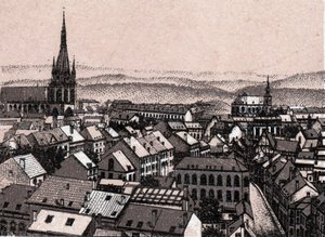 Panorama över Liege i Belgien i "" Världen illustrerar 168 vyer"" Inget datum (slutet av 1800-talet) av Unknown artist