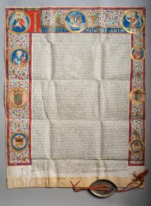 Påvlig tjur. Påven Paulus III, Eukaristik. Pergament. Miniatyrmålning. 1535. av Unknown artist