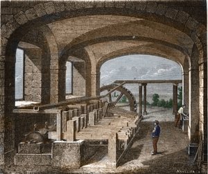 Papperstillverkning på 1800-talet. av Unknown artist