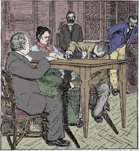 Paranormala fenomen: erfarenhet av att höja ett bord i Milano 1892 i närvaro av mediet Eusapia Paladino och Cesare Lombroso (1835-1909) och Charles Richet (1835-1909). av Unknown artist