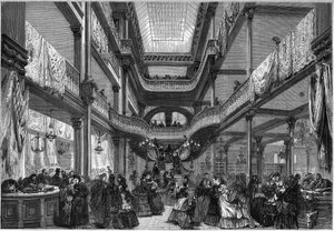Paris 1872: interiör av nya butiker, ""Billigt"". av Unknown artist