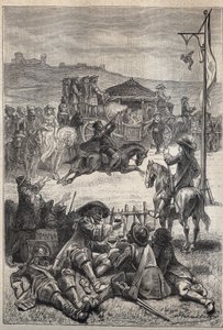 Parrot Shooting - 1800-talsillustration till den historiska romanen "The Puritans of Scotland" (Old Mortality) av Walter Scott (1771-1832) av Unknown artist