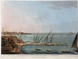 En del av den nya staden på Alexandria, med fyren - i "Utsikter i Egypten, Palestina och andra delar av det osmanska riket"" av Unknown artist