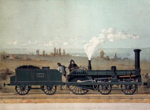Passagerarlokomotiv och kolvagn av Strasbourg Railway (Crampton-systemet) av Unknown artist