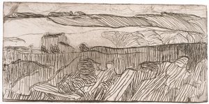 Randigt landskap (etsning) av Unknown artist