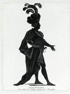 Framträdande av den italienske kastraten Luigi Marchesi (1754 - 1829) även känd som Marchesini-sång på teatern i San Benedetto. av Unknown artist
