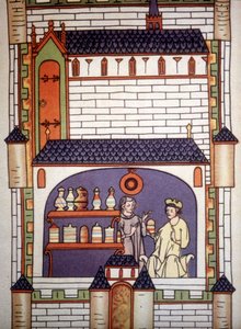 Apotek i ett kloster på 1200-talet - i "Kirurgi"" av Ruggero di Salerno. av Unknown artist